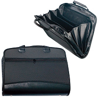 Папка-портфель пластиковая BRAUBERG А4+ (375х305х60 мм), 4 отделения, 2 кармана, на молнии, черный, 