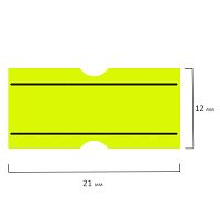 Этикет-лента 21х12 мм прямоугольная, желтая, с черной полосой, КОМПЛЕКТ 5 рулонов по 600 штук, BRAUB