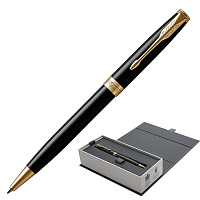 Ручка шариковая PARKER "Sonnet Core Lacquer Black GT", корпус черный глянцевый лак, позолоченные дет