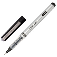 Ручка-роллер BRAUBERG "Flagman", ЧЕРНАЯ, корпус серебристый, хромированные детали, узел 0,5 мм, лини
