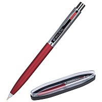 Ручка подарочная шариковая BRAUBERG "Cornetto", СИНЯЯ, корпус серебристый с бордовым, линия письма 0