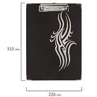 Доска-планшет BRAUBERG "Black Jack" с прижимом А4 (226х315 мм), картон/ламинированная бумага, ЧЕРНАЯ