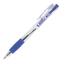 Ручка шариковая автоматическая с грипом STAFF "Basic" BPR-820, СИНЯЯ, корпус прозрачный, 0,7 мм, лин
