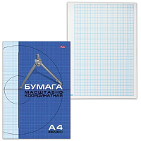 Бумага масштабно-координатная (миллиметровая), скоба, А4 (210х295 мм), голубая, 16 листов, HATBER, 1