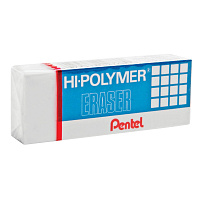 Ластик PENTEL (Япония) "HI-POLYMER ERASER", 35х16х11,5 мм, белый, прямоугольный, картонный держатель
