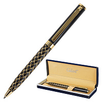 Ручка подарочная шариковая GALANT "Klondike", корпус черный с золотистым, золотистые детали, пишущий