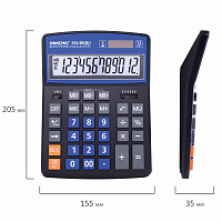 Калькулятор настольный ОФИСМАГ 555-BKBU (206x155 мм), 12 разрядов, двойное питание, ЧЕРНО-СИНИЙ, 271