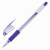 Ручка гелевая с грипом CROWN "Hi-Jell Needle Grip", СИНЯЯ, узел 0,7 мм, линия письма 0,5 мм, HJR-500