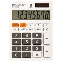 Калькулятор настольный BRAUBERG ULTRA-08-WT, КОМПАКТНЫЙ (154x115 мм), 8 разрядов, двойное питание, Б