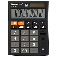 Калькулятор настольный BRAUBERG ULTRA-12-BK (192x143 мм), 12 разрядов, двойное питание, ЧЕРНЫЙ, 2504