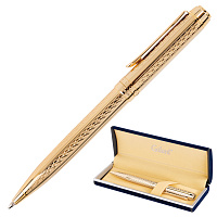 Ручка подарочная шариковая GALANT "Graven Gold", корпус золотистый с гравировкой, золотистые детали,