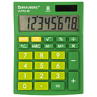 Калькулятор настольный BRAUBERG ULTRA-08-GN, КОМПАКТНЫЙ (154x115 мм), 8 разрядов, двойное питание, З
