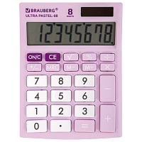 Калькулятор настольный BRAUBERG ULTRA PASTEL-08-PR, КОМПАКТНЫЙ (154x115 мм), 8 разрядов, двойное пит