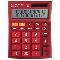 Калькулятор настольный BRAUBERG ULTRA-12-WR (192x143 мм), 12 разрядов, двойное питание, БОРДОВЫЙ, 25