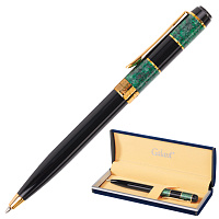 Ручка подарочная шариковая GALANT "Granit Green", корпус черный с темно-зеленым, золотистые детали, 