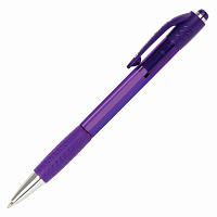 Ручка шариковая автоматическая с грипом BRAUBERG SUPER, СИНЯЯ, корпус фиолетовый, узел 0,7 мм, линия