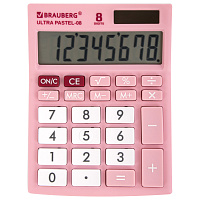 Калькулятор настольный BRAUBERG ULTRA PASTEL-08-PK, КОМПАКТНЫЙ (154x115 мм), 8 разрядов, двойное пит