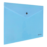 Папка-конверт с кнопкой BRAUBERG "Pastel", А4, до 100 листов, непрозрачная, аквамарин, 0,18 мм, 2704