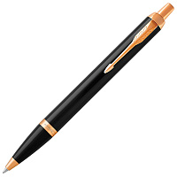 Ручка шариковая PARKER "IM Core Black Lacquer GT", корпус черный глянцевый лак, позолоченные детали,