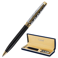 Ручка подарочная шариковая GALANT "Consul", корпус черный с серебристым, золотистые детали, пишущий 