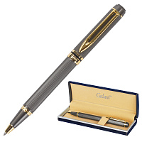 Ручка подарочная шариковая GALANT "Dark Chrome", корпус матовый хром, золотистые детали, пишущий узе
