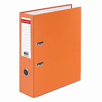 Папка-регистратор BRAUBERG с покрытием из ПВХ, 80 мм, с уголком, оранжевая (удвоенный срок службы), 