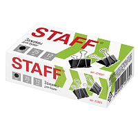 Зажимы для бумаг STAFF "EVERYDAY", КОМПЛЕКТ 12 шт., 25 мм, на 100 листов, черные, картонная коробка,