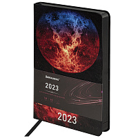 Ежедневник датированный 2023 А5 138x213 мм BRAUBERG "Vista", под кожу, гибкий, "SpaceX", 114127