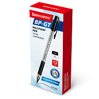 Ручка шариковая BRAUBERG "BP-GT", ЧЕРНАЯ, корпус прозрачный, стандартный узел 0,7 мм, линия письма 0