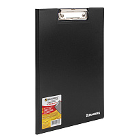 Папка-планшет BRAUBERG "Contract", А4 (315х230 мм), с прижимом и крышкой, пластиковая, черная, сверх