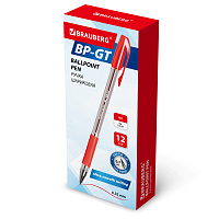 Ручка шариковая BRAUBERG "BP-GT", КРАСНАЯ, корпус прозрачный, стандартный узел 0,7 мм, линия письма 