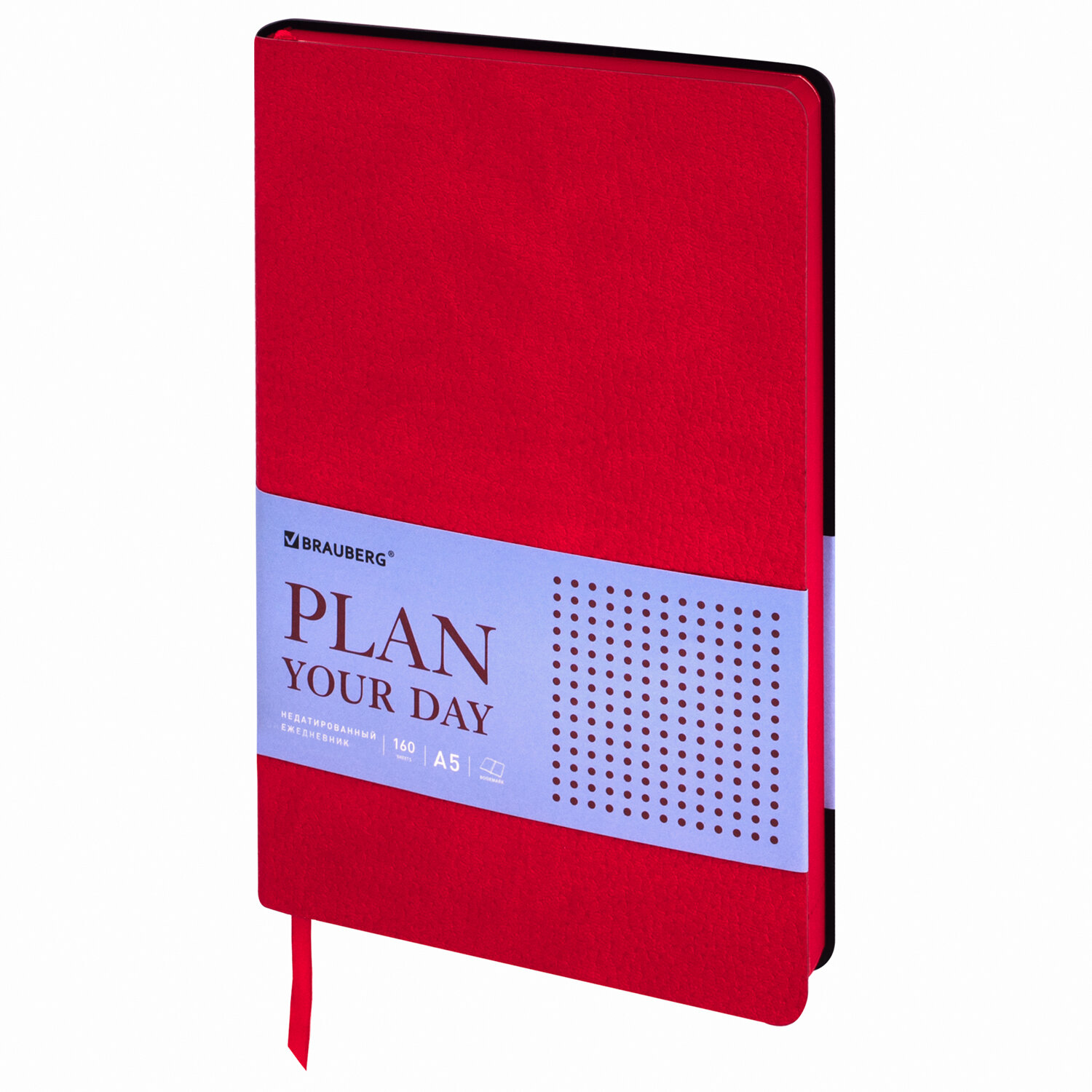 Ежедневник недатированный А5 (138х213 мм) BRAUBERG "Stylish", кожзам, гибкий, 160 л., красный, 11186