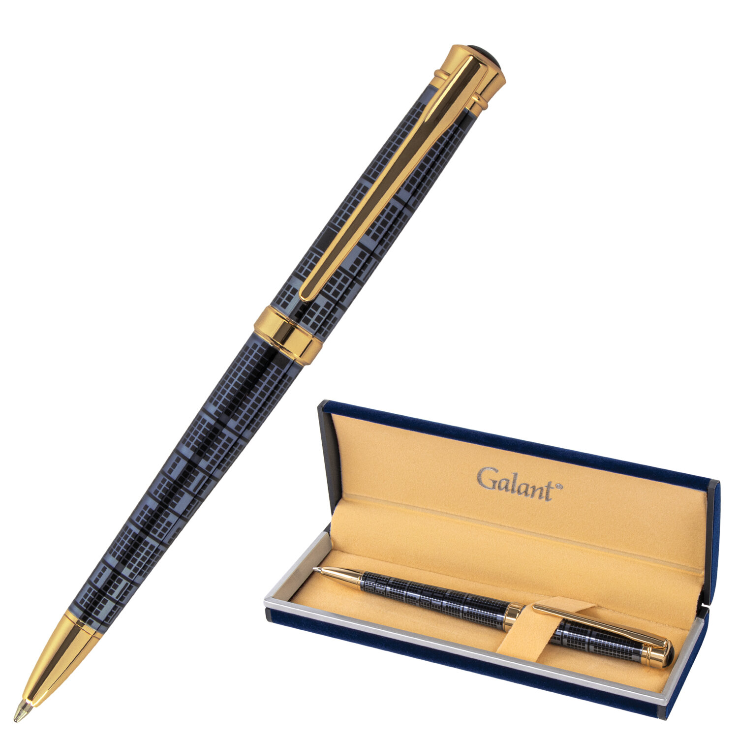 Ручка подарочная шариковая GALANT "TRAFORO", корпус синий, детали золотистые, узел 0,7 мм, синяя, 14