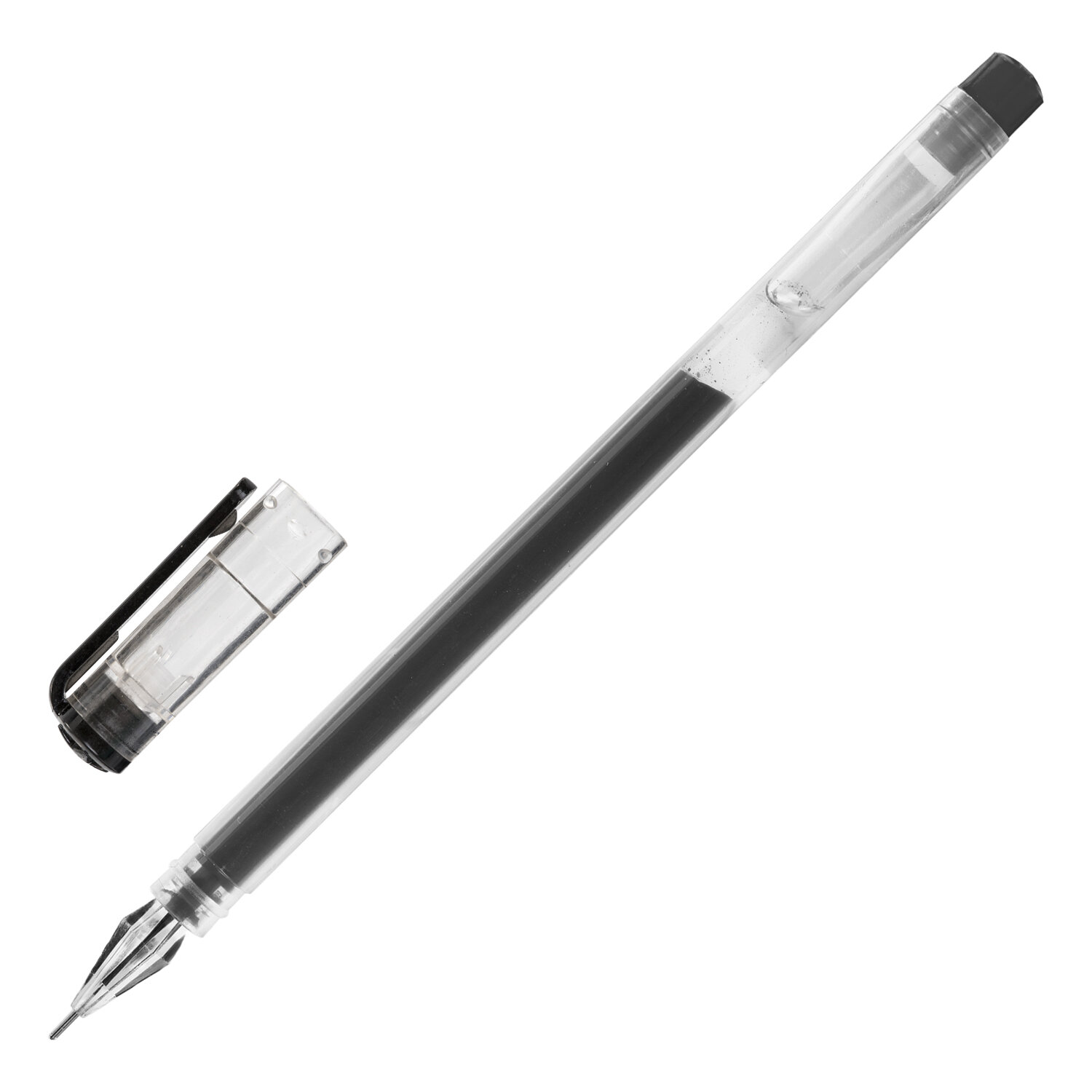 Ручка гелевая STAFF "Basic" GP-675, ЧЕРНАЯ, длина письма 1000 м, игольчатый узел 0,5 мм, линия письм
