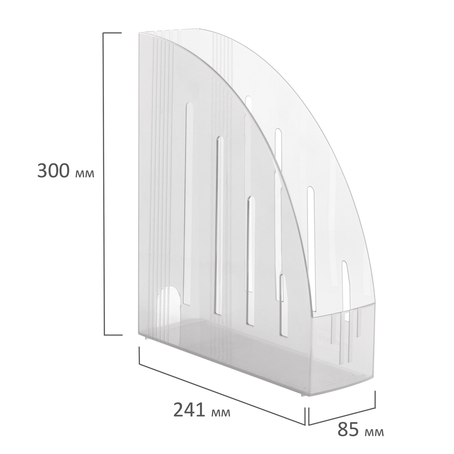 Лоток вертикальный для бумаг BRAUBERG "Energy" (261х85х300 мм), эргономичная форма, прозрачный, 2315