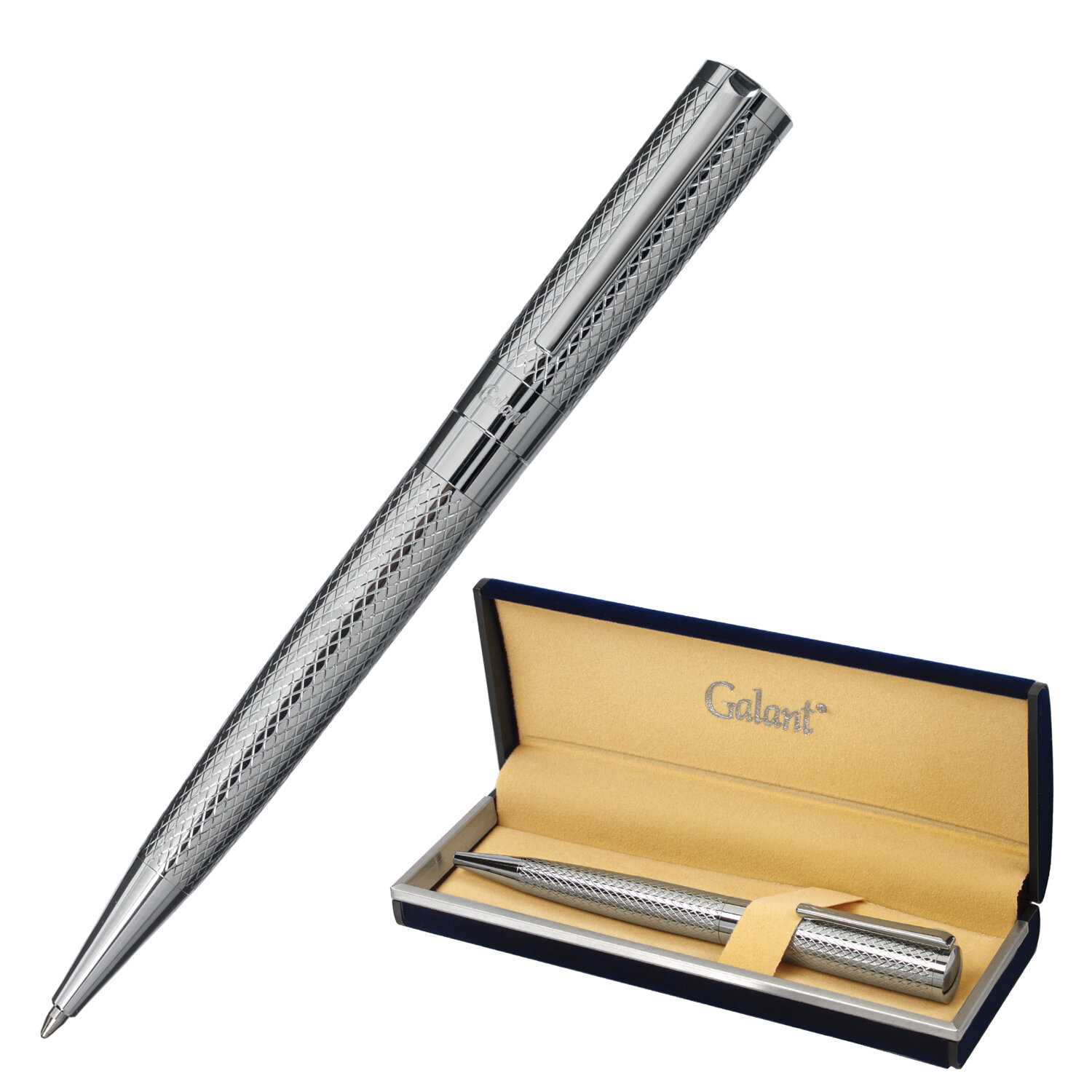 Ручка подарочная шариковая GALANT "ETUDE", корпус серебристый, детали хром, узел 0,7 мм, синяя, 1435