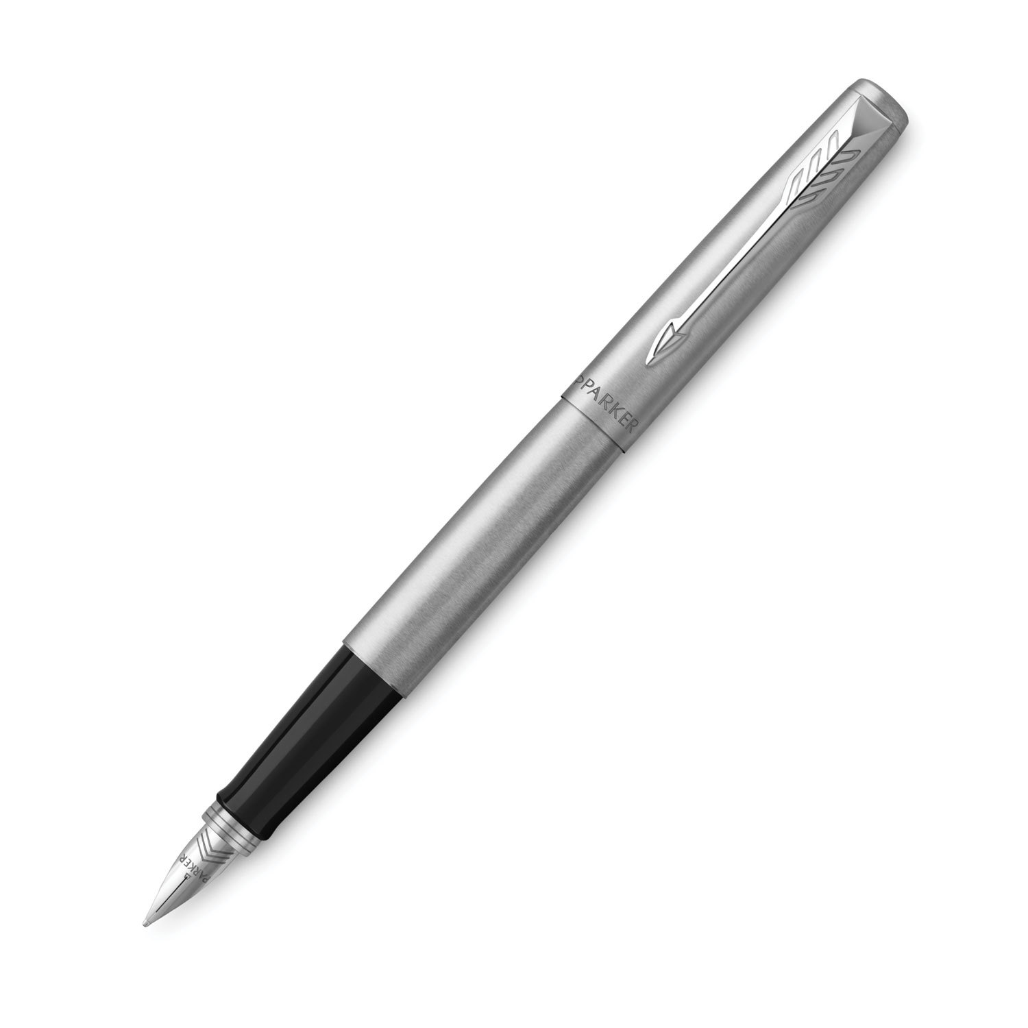 Ручка перьевая PARKER "Jotter Stainless Steel CT", корпус серебристый, хромированные детали, синяя, 