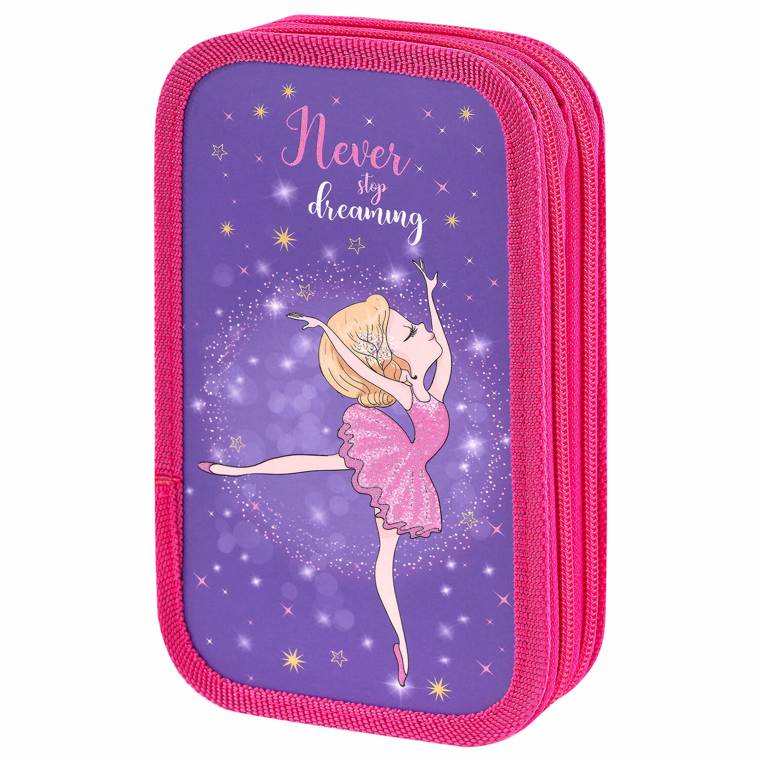 Пенал ЮНЛАНДИЯ, 2 отделения, ламинированный картон, 19х11 см, "Dancing girl", 270885