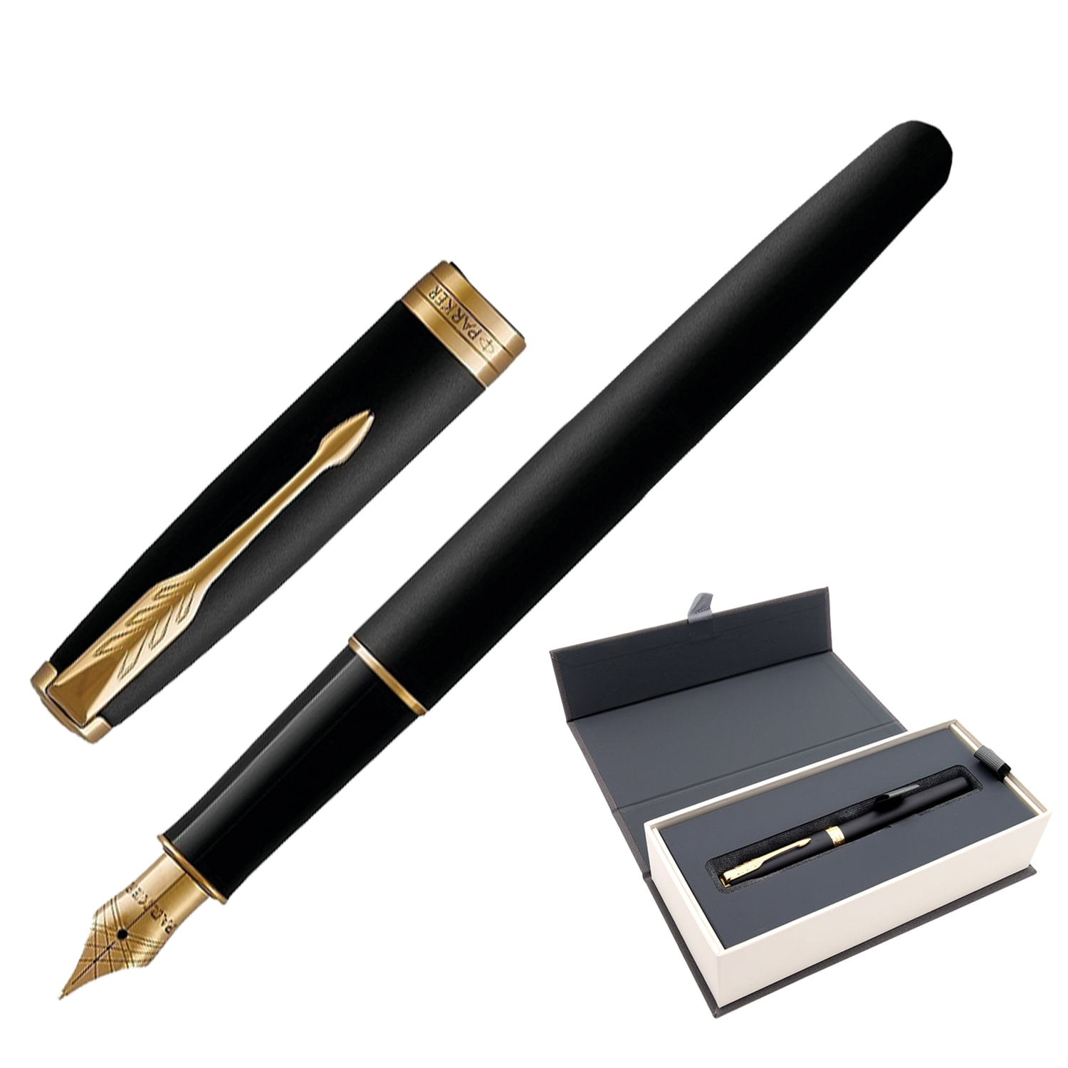 Ручка перьевая PARKER "Sonnet Core Matt Black GT", корпус черный матовый лак, позолоченные детали, ч