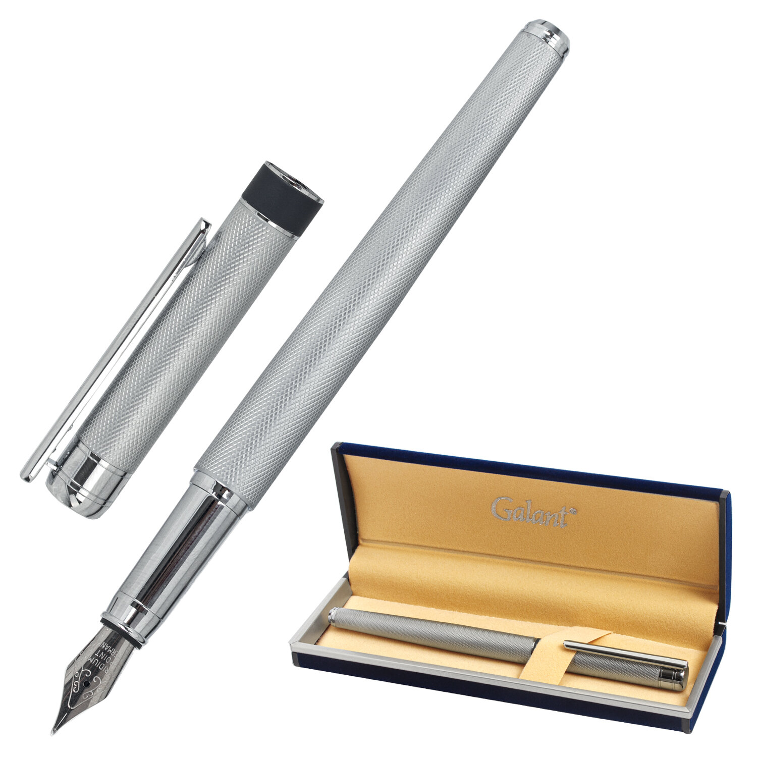 Ручка подарочная перьевая GALANT "SPIGEL", корпус серебристый, детали хромированные, узел 0,8 мм, 14