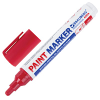 Маркер-краска лаковый (paint marker) 6 мм, КРАСНЫЙ, НИТРО-ОСНОВА, BRAUBERG PROFESSIONAL PLUS EXTRA, 