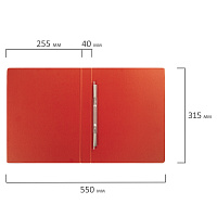 Папка с металлическим пружинным скоросшивателем BRAUBERG, картон/ПВХ, 35 мм, красная, до 290 листов,