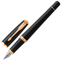 Ручка перьевая PARKER "Urban Core Muted Black GT", корпус черный матовый лак, позолоченные детали, с