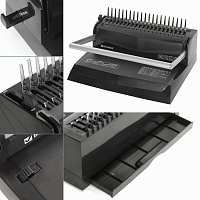 Переплетная машина для пластиковой пружины BRAUBERG B12, пробивает до 12 листов, сшивает до 450 лист