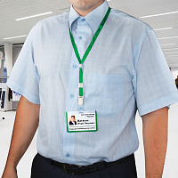 Лента для бейджей, 45 см, съемный пластиковый клип-замок с петелькой, ЗЕЛЕНАЯ, BRAUBERG, 235731