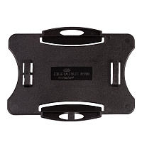 Держатель для пропусков, КОМПЛЕКТ 25 шт., жесткий пластик, металлический поворот, клип, черный, DURA