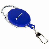 Держатель-рулетка для бейджей, 70 см, карабин, синий, в блистере, BRAUBERG, 238239