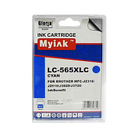 Картридж голубой XL MyInk LC565XL-C голубой совместимый с принтером Brother