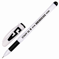 Ручка гелевая с грипом STAFF "Manager" GP-196, ЧЕРНАЯ, корпус белый, игольчатый узел 0,5 мм, линия п