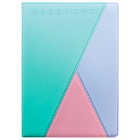 Обложка для паспорта "Трио", кожзам, бирюзовая/голубая/розовая, ДПС, 2203.ТР-118